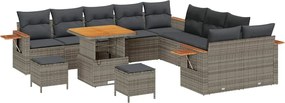 vidaXL Set de canapele pentru grădină cu pernă 13 pcs Gri