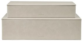 Cutii de depozitare bej 2 buc. din piele artificială cu capac, decorative 40x30x11 cm Sahla – Blomus