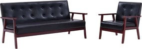 vidaXL Set canapea, 2 buc., negru, piele artificială,