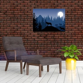 Tablou - Haita de lupi sub lună plină (70x50 cm)