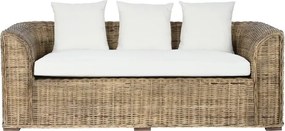 Canapea de exterior 3 locuri din rattan natural cu perne incluse, „Isla”