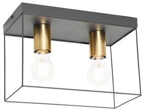 Plafoniera minimalistă neagră cu auriu cu 2 lumini - Kodi