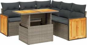 vidaXL Set canapele de grădină cu perne, 6 piese, bej, poliratan