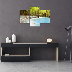 Tablou cu cascada Huai Mae Kamin în pădure (90x60 cm)