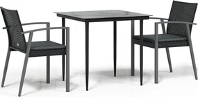 vidaXL Set mobilier de grădină cu perne, 3 piese, poliratan și oțel