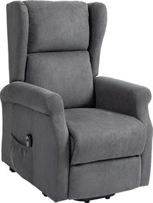 HOMCOM Fotoliu Electric Reclinabil din Material Textil cu Telecomandă și Suport pentru Picioare, 74x94x111 cm, Gri Închis | Aosom Romania
