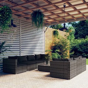 3101509 vidaXL Set mobilier de grădină cu perne, 8 piese, gri, poliratan