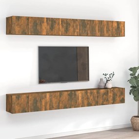 3120308 vidaXL Comode TV, 8 buc., stejar fumuriu, 60x30x30 cm, lemn prelucrat