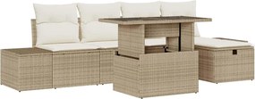 vidaXL Set de canapele pentru grădină 6 pcs Bej poliratan