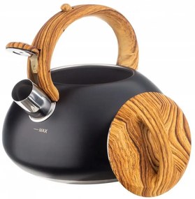 Ceainic cu fluier Klausberg KB 7565, 3 L, Baza groasa, Inductie, Negru/Maro