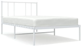 352521 vidaXL Cadru de pat metalic cu tăblie, alb, 90x190 cm