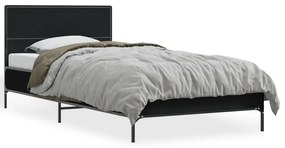 845522 vidaXL Cadru de pat, negru, 100x200 cm, lemn prelucrat și metal