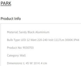 Aplica LED ambientala directionabila pentru baie/exterior IP44 PARK negru