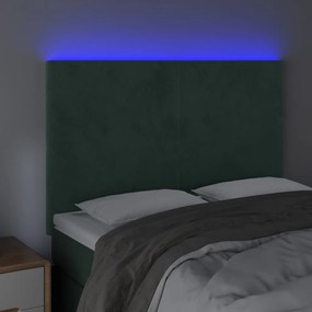 Tablie de pat cu LED, verde inchis, 144x5x118 128 cm, catifea 1, Verde inchis, 144 x 5 x 118 128 cm