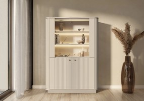 Vitrină Vesper 103 cm cu 4 uși - cașmir / mânere negre