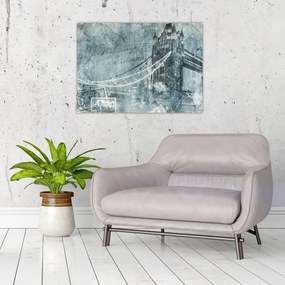 Tablou pe sticlă - Tower Bridge în tonuri reci (70x50 cm)