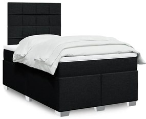 vidaXL Pat box spring cu saltea, negru, 120x200 cm, textil