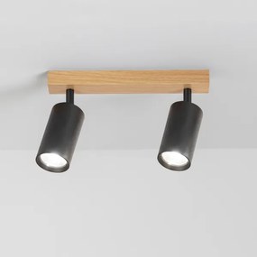 Brilagi - Spot aplicat SELE 2xGU10/30W/230V negru/decor stejar