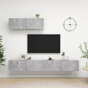 vidaXL Set de dulapuri TV, 3 piese, gri beton, lemn prelucrat