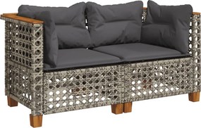 vidaXL Canapele de colț de grădină cu perne, 2 buc., gri, poliratan
