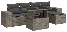 3326781 vidaXL Set mobilier grădină cu perne, 6 piese, gri, poliratan