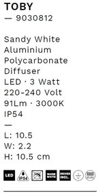 Spot LED aplicat iluminat exterior ambiental IP54 TOBY alb