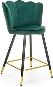 Scaun bar H106, verde/negru, stofa catifelata/otel, 58x58x96 cm
