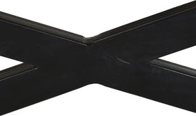 Măsuță de cafea pătrată din lemn și metal, natur și negru, cu 3 tăvi detașabile, finisaj mat, 55 x 120 x 120 cm, „Traywood” – Ethnic Collections