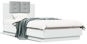 Cadru de pat cu tăblie, alb, 75x190 cm, lemn prelucrat