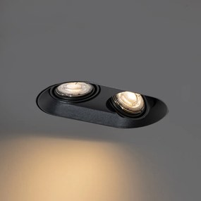 Set de 6 spoturi încastrate rotunjite negre GU10 50mm cu 2 lumini - Hubs