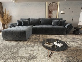 Colțar extensibil dumonde cu ladă de depozitare si sezut confortabil din spuma high-density, Berlin XL Euphoria Graphite 350x185 cm