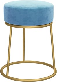 vidaXL Taburet rotund, albastru deschis, catifea