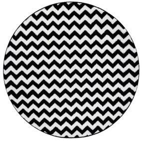 Covor Sketch rotund - F561 negru și alb - Zig Zag