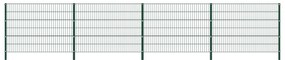 vidaXL Panou de gard cu stâlpi din fier, verde, 694,5x120 cm