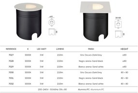 Spot LED incastrabil scari iluminat exterior IP65 ASPEN gri inchis