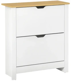 HOMCOM Dulap pentru pantofi cu 2 compartimente, capacitate 12 perechi, 72x26x80 cm, alb + maro | Aosom Romania