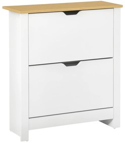 HOMCOM Dulap pentru pantofi cu 2 compartimente, capacitate 12 perechi, 72x26x80 cm, alb + maro | Aosom Romania