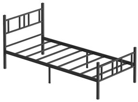 Pat metalic pentru o persoană PIRON 90 x 200 cm, negru, capacitate de încărcare 120 kg