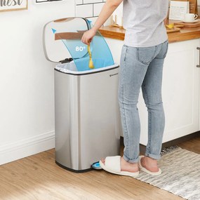 Coș de gunoi TIDY cu închidere lentă, 50 l, argintiu SongmicsHome