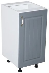 Corp inferior cu 1 usa Zebra, Alb/MDF GRI, fara blat, 40 x 82 x 50 cm