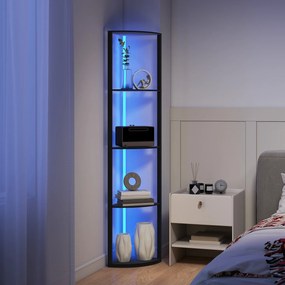 HOMCOM Lampa LED de Podea cu 5 Nivele, Reglabilă, cu Raft, Schimbare de Culori RGB, Telecomandă | Aosom Romania
