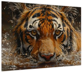 Tablou - Portret de tigru în apă (70x50 cm)