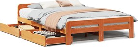 vidaXL Cadru de pat fără saltea, maro ceruit 150x200 cm lemn masiv pin
