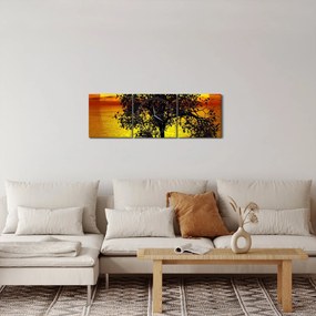 Tablou - Silueta copacilor (cu ceas) (90x30 cm)