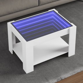 vidaXL Măsuță de cafea cu LED, alb, 73x53x45 cm, lemn prelucrat