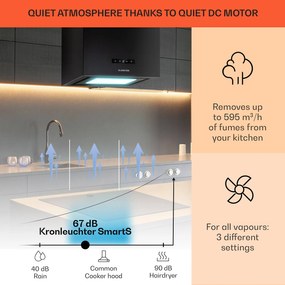 Klarstein Kronleuchter Smart, hotă insulă, 595 m³ / h, control cu ajutorul aplicației, panou LED