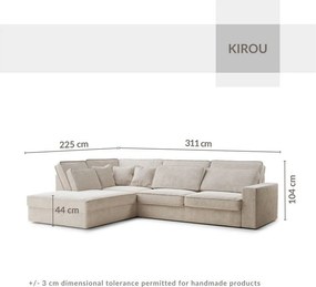 Colțar grej cu tapițerie din chenille (cu colț pe partea stângă/în formă de ”L”) Kirou – Maison de Rêve