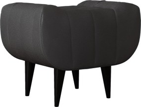 Taburet Tapitat Atlas, Negru,tapiterie mixta cu piele naturala, 60 x 40 x 47 cm