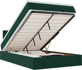 vidaXL Pat otoman cu saltea și LED-uri, verde închis 120x190cm catifea