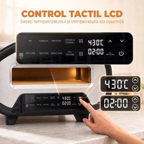 HOMCOM Cuptor pentru pizza pentru interior, cuptor electric de 30,48 cm cu 8 programe, 430 °C, temporizator, piatră ceramică, 2200 W | Aosom Romania